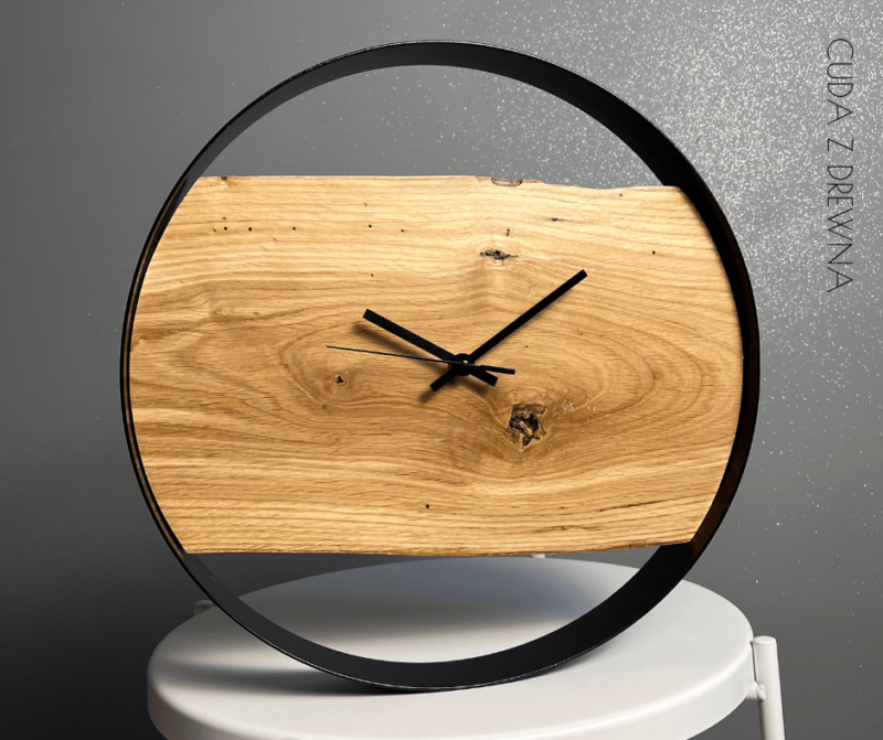 drewniany zegar - dębowa deska
