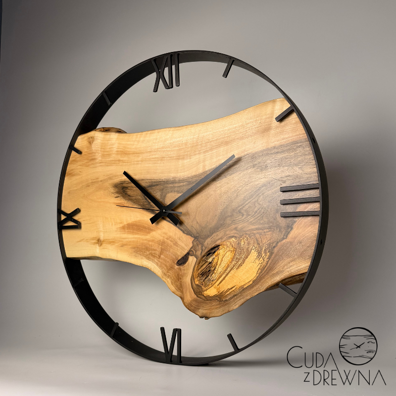 CUDA Z DREWNA - drewniany zegar loftowy 60 cm